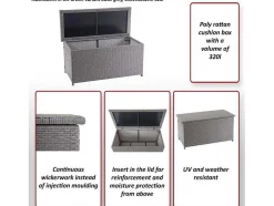 Vente-unique Tuinopslag-Kussenbox Van Polyrattan Mcw-D88 Iii, Basic Grijs, 80X160X94Cm 950L