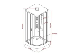 Shower & Design Douchecabine-Kwartcirkelvormige Douchecabine Met Massagestralen L90 X B90 X H215 Cm Solena