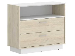 Vente-unique Ladekast-Ladekast - 2 Lades En 1 Nis - Naturelkleur En Wit - Leandre