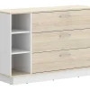 Vente-unique Ladekast-Ladekast - 3 Lades En 3 Nissen - Naturelkleur En Wit - Leandre