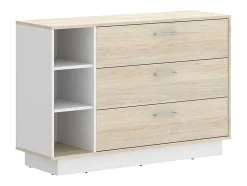 Vente-unique Ladekast-Ladekast - 3 Lades En 3 Nissen - Naturelkleur En Wit - Leandre