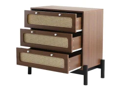 ModernLuxe Ladekast-Ladekast - 3 Pvc Rotan Lades Met Zwarte Poten - Bruin