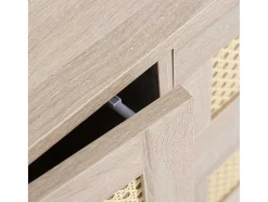 Vente-unique Ladekast-Ladekast 120 X 82 X 40 Cm Met 2 Deuren En 3 Laden In Rotan En Sonoma Eiken, Verstelbare Plank, Beige