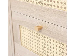 Vente-unique Ladekast-Ladekast 120 X 82 X 40 Cm Met 2 Deuren En 3 Laden In Rotan En Sonoma Eiken, Verstelbare Plank, Beige
