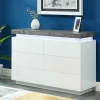 Vente-unique Ladekast-Ladekast Halo Ii - 6 Lades - Gelakt Mdf - Met Ledverlichting - Kleur: Wit En Beton