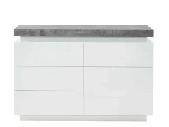 Vente-unique Ladekast-Ladekast Halo Ii - 6 Lades - Gelakt Mdf - Met Ledverlichting - Kleur: Wit En Beton