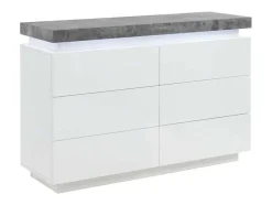 Vente-unique Ladekast-Ladekast Halo Ii - 6 Lades - Gelakt Mdf - Met Ledverlichting - Kleur: Wit En Beton