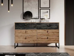 Vente-unique Ladekast-Ladekast Malonski - 6 Laden - Noten En Antraciet