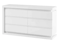 Vente-unique Ladekast-Ladekast Met 6 Lades - Met Ledverlichting - Mdf - Wit Gelakt - Flarancia