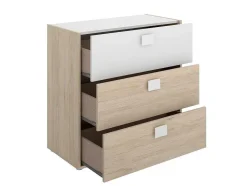 Vente-unique Ladekast-Ladekast Sonia - 3 Lades - Kleuren: Eiken En Wit