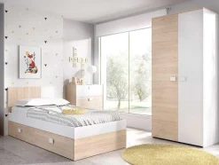 Vente-unique Ladekast-Ladekast Sonia - 3 Lades - Kleuren: Eiken En Wit