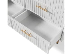ModernLuxe Ladekast-Ladekast Versierd Met Verticale Strepen - 6 Lades - Wit