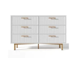 ModernLuxe Ladekast-Ladekast Versierd Met Verticale Strepen - 6 Lades - Wit