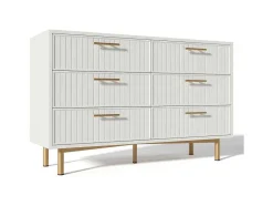 ModernLuxe Ladekast-Ladekast Versierd Met Verticale Strepen - 6 Lades - Wit