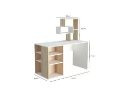 EPIKASA Bureaumeubel-Lara Bureau, Wit, Sonoma, 130X60X135 Cm,