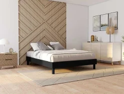 DREAMEA Aanbiedingen: Slaapkamer & Kantoor-Lattenbodem Michigan Van - Zwart - 140X190 Cm