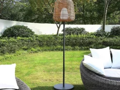 OZAIA Tuinlamp-Led Buiten Staande Lamp Van Metaal - H. 150 Cm - Zwart En Natuurlijk - Carbini