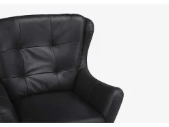 LINEA SOFA Fauteuil Leer-Leren Draaistoel Anaba - Zwart
