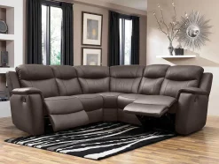 Vente-unique Relaxbanken Met Manuele Relaxfunctie-Leren Relaxhoekbank Evasion - Bruin
