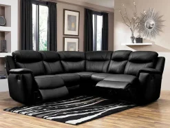 Vente-unique Hoekbank-Leren Relaxhoekbank Evasion - Zwart