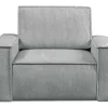 Vente-unique Fauteuil Stof Fluweel / Suedine-Lichtgrijze Ribfluwelen Fauteuil Amelia