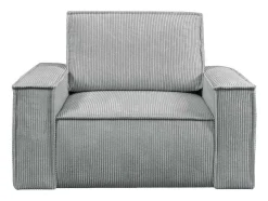 Vente-unique Fauteuil Stof Fluweel / Suedine-Lichtgrijze Ribfluwelen Fauteuil Amelia