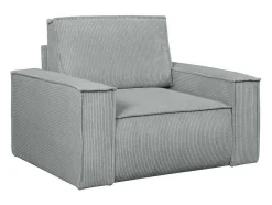 Vente-unique Fauteuil Stof Fluweel / Suedine-Lichtgrijze Ribfluwelen Fauteuil Amelia