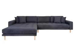 Vente-unique Modulair-Lido Bank , Loungebank Links Gericht Met 4 Kussens Donkergrijs.