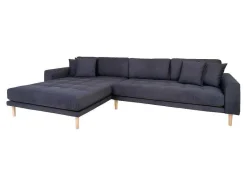 Vente-unique Modulair-Lido Bank , Loungebank Links Gericht Met 4 Kussens Donkergrijs.