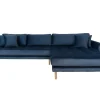 House Nordic Vierzitsbank-Lido Bank Met Chaise Longue Rechts Velours Donker Blauw.