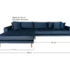 House Nordic Hoekbank-Lido Bank Met Chaise Longue Links Velours Donker Blauw.