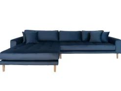 House Nordic Hoekbank-Lido Bank Met Chaise Longue Links Velours Donker Blauw.