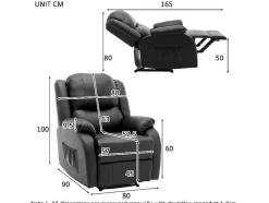 Vente-unique Fauteuil Kunstleer-Liggende Relaxfauteuil Met Verstelbare Handvoetsteun, Bekleding Van Zwart Kunstleer