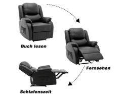 Vente-unique Fauteuil Kunstleer-Liggende Relaxfauteuil Met Verstelbare Handvoetsteun, Bekleding Van Zwart Kunstleer