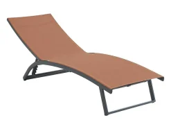 MYLIA Ligstoel-Ligstoel Met Verschillende Standen Van Aluminium En Textileen - Terracotta - Saranda Van