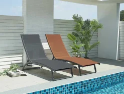 MYLIA Ligstoel-Ligstoel Met Verschillende Standen Van Aluminium En Textileen - Terracotta - Saranda Van