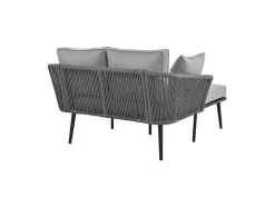 ModernLuxe Ligstoel-Ligstoel, Tuinbank - Gegalvaniseerd Staal En Gevlochten Touw - 2 Plaatsen - Grijs