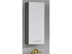 Trendteam Muurkast Badkamer-Linebad Badkamerkast 1 Deur Gerookt Zilver, Wit Hoogglans.