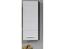 Trendteam Muurkast Badkamer-Linebad Badkamerkast 1 Deur Gerookt Zilver, Wit Hoogglans.