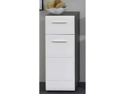 Trendteam Badkamerkast-Linebad Badkamerkast 1 Deur, 1 Lade Gerookt Zilver, Wit Hoogglans.