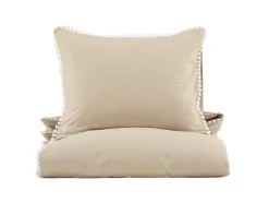 Vente-unique Beddengoed-Livia Bedset 1 Set 200X150Cm Beige, Wit.