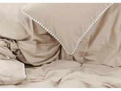 Vente-unique Beddengoed-Livia Bedset 1 Set 200X150Cm Beige, Wit.