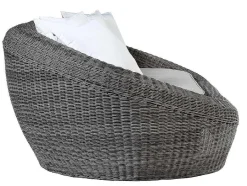 MYLIA Loungeset-Loungeset Van Geweven Hars - Grijs - Zitbank, 2 Fauteuils En Salontafel - Whiteheaven
