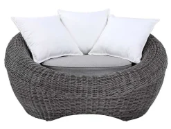 MYLIA Loungeset-Loungeset Van Geweven Hars - Grijs - Zitbank, 2 Fauteuils En Salontafel - Whiteheaven