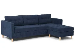 Vente-unique Modulair-Marino Bank, Chaise Longue Naar Rechts Of Links Gedraaid In Fluweel Blauw.