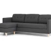 Vente-unique Modulair-Marino 3-Zitsbank Met Chaise Longue Links Stof Donkergrijs.