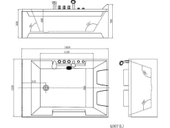 Shower & Design Massagebad-Massagebad - 2 Personen - 515 L - 182 X 122 X H64 Cm - Hoek Rechts - Thalassa
