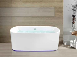 Shower & Design Massagebad-Massagebad Met Ledverlichting - Balneo Therapie Sirgao - 1 Persoon - 155L - 75X150Cm - Wit
