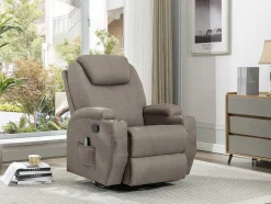 Vente-unique Fauteuil Stof-Massagefauteuil Silvano In Stof - Taupe