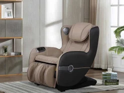 Vente-unique Fauteuil Kunstleer-Massagestoel Kasou Van Kunstleer Met Led-Verlichting - Met Bluetooth - Beige